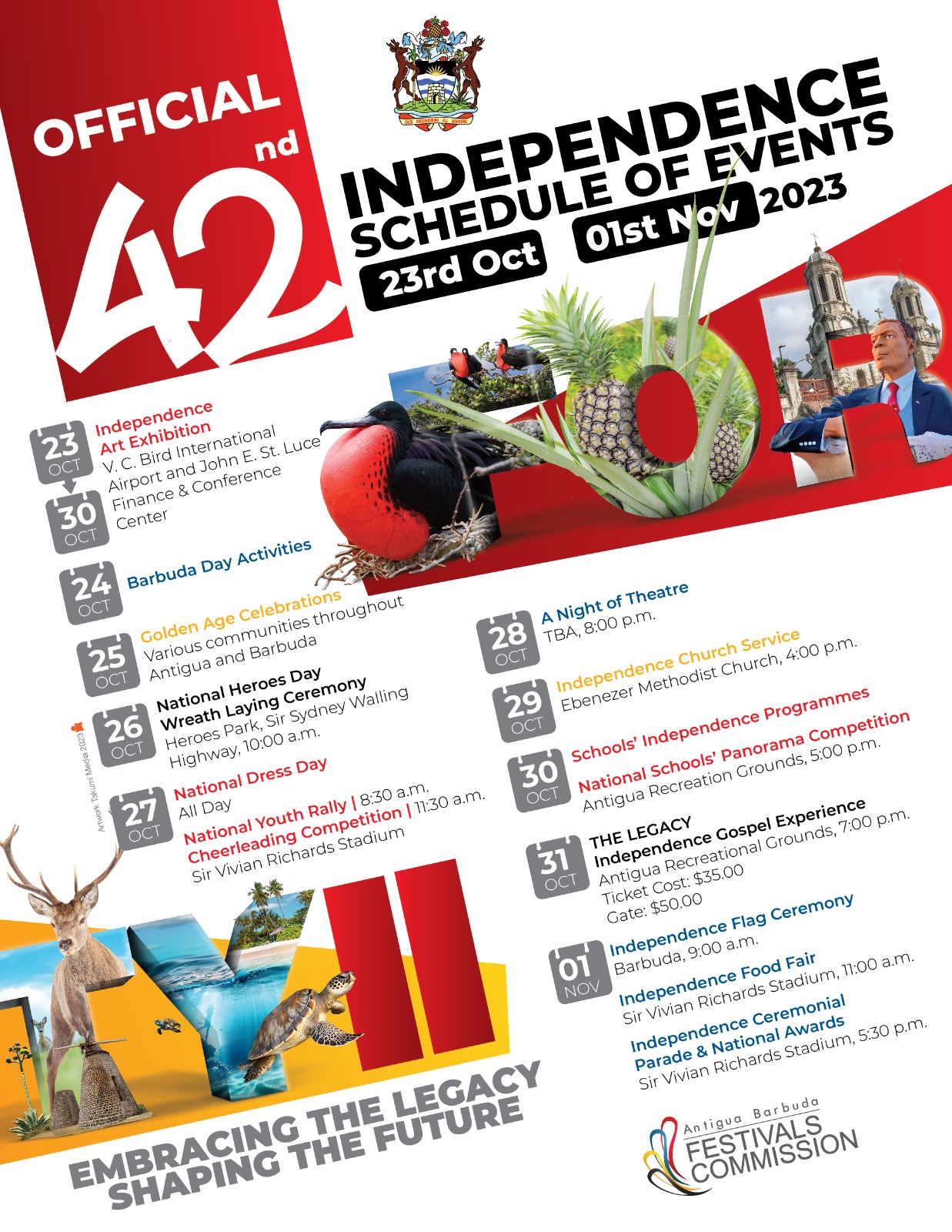 Antigua Barbuda Festivals Commission Presents 42nd Independence Logo
